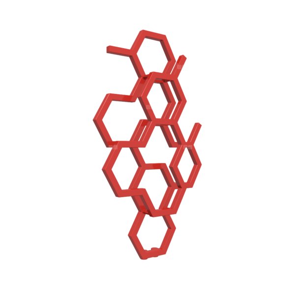 Grzejnik drabinkowy TERMA HEX, podłączenie ZX, wym. 821 x 486 mm, kolor żywa czerwień soft RAL3028, moc 248W