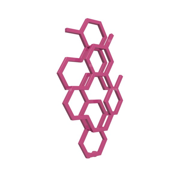 Grzejnik drabinkowy TERMA HEX, podłączenie ZX, wym. 821 x 486 mm, kolor telemagenta RAL4010, moc 248W