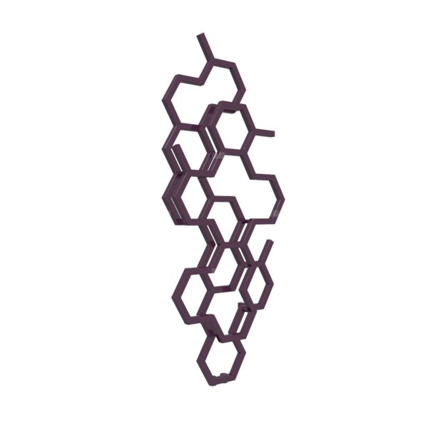 Grzejnik drabinkowy TERMA HEX, podłączenie ZX, wym. 1220 x 486 mm, kolor purpurowy fioletowy RAL4007, moc 346W