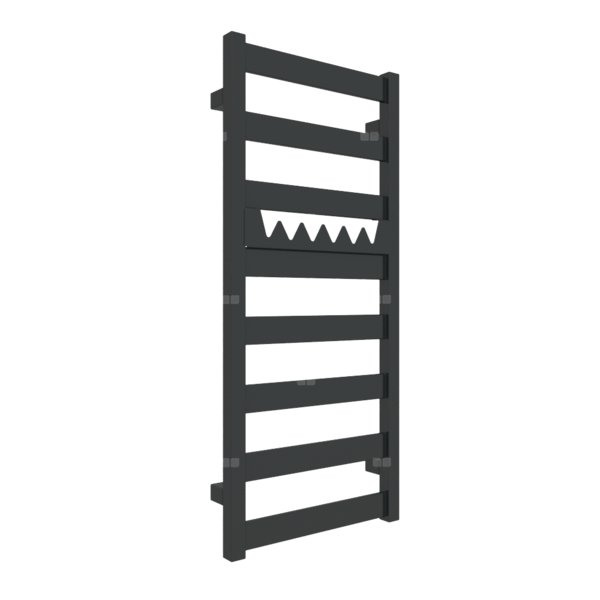 Grzejnik drabinkowy TERMA VIVO, podłączenie SX, wym. 910 x 400 mm, kolor czarny jak kruk połysk RAL9005, moc 295W