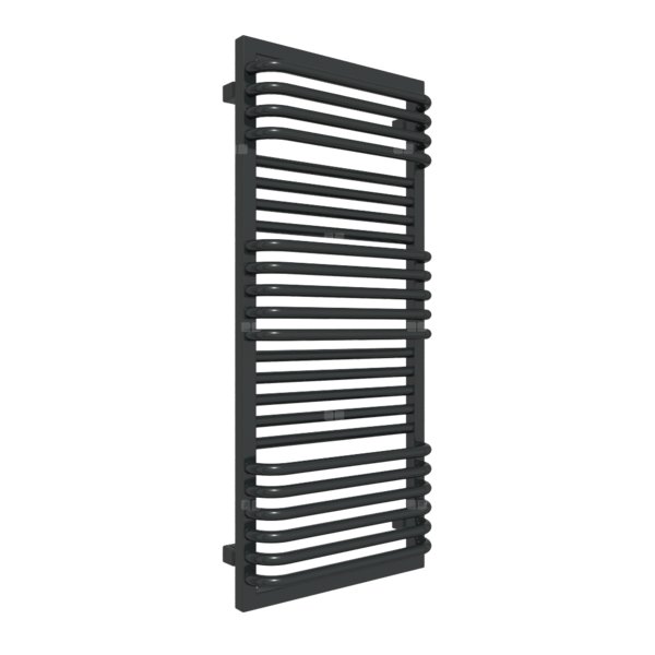 Grzejnik drabinkowy TERMA POC 2, podłączenie SX, wym. 1040 x 450 mm, kolor czarny jak kruk mat RAL9005, moc 556W