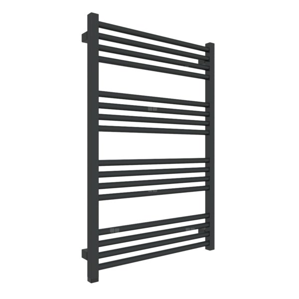 Grzejnik drabinkowy TERMA FIONA ONE, podłączenie S8, wym. 900 x 600 mm, kolor czarny jak kruk mat RAL9005, moc 458W