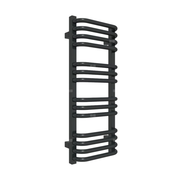 Grzejnik elektryczny TERMA ALEX 300 x 760 mm, kolor czarny głęboki mat RAL9005, moc 300 W, podłączenie E8, kabel spiralny z wtyczką