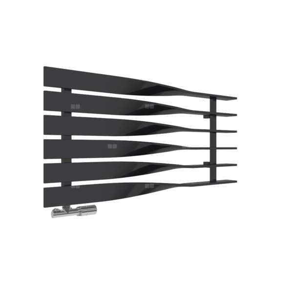Grzejnik drabinkowy TERMA CYKLON H, podłączenie O1, wym. 495 x 1000 mm, kolor czarny jak kruk połysk RAL9005, moc 490W