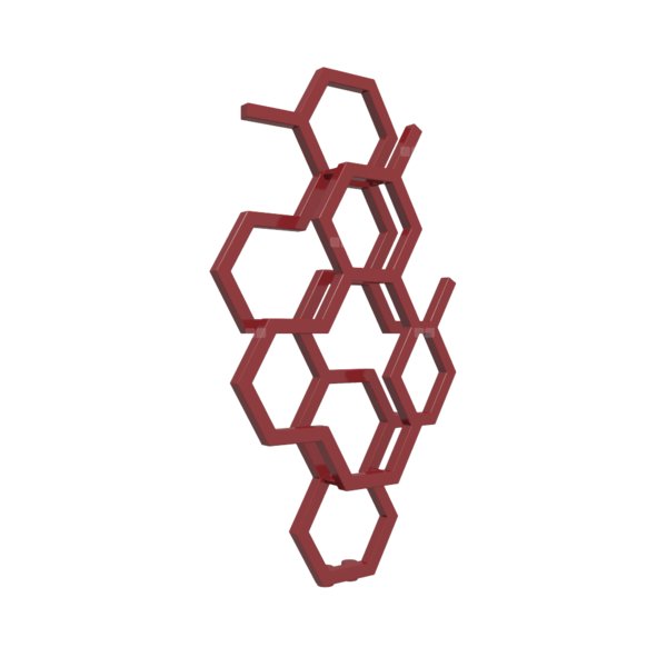 Grzejnik drabinkowy TERMA HEX, podłączenie ZX, wym. 821 x 486 mm, kolor rubinowy RAL3003, moc 248W