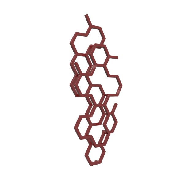 Grzejnik drabinkowy TERMA HEX, podłączenie ZX, wym. 1220 x 486 mm, kolor czerwony burgundzki RAL3011, moc 346W