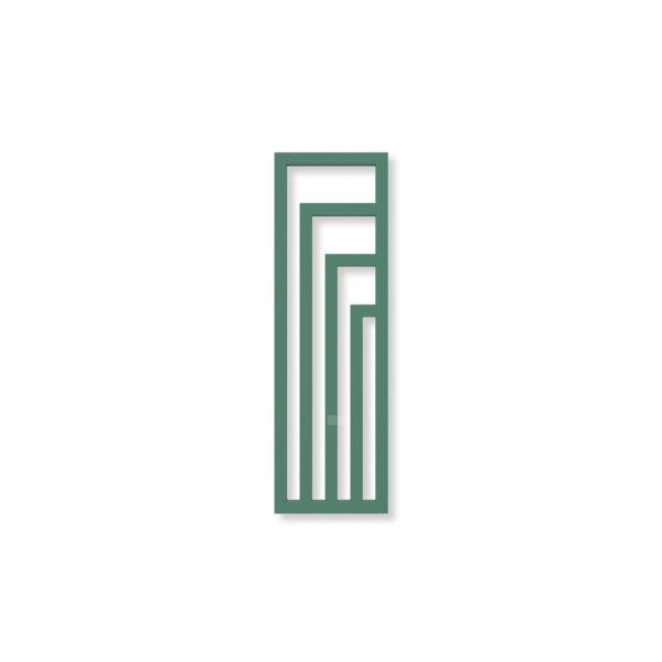 Grzejnik dekoracyjny TERMA ANGUS V, moc  421W, 1140x360 mm, zielony patynowy RAL6000 (farba), podłączenie: zx