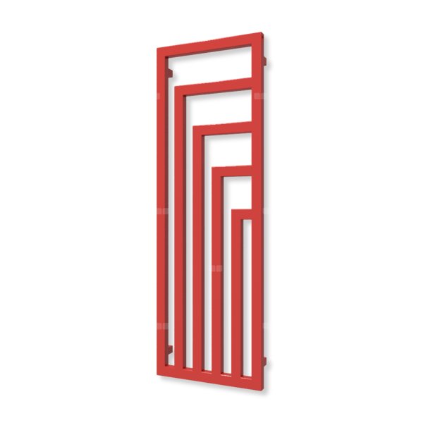 Grzejnik dekoracyjny TERMA ANGUS V, moc  557W, 1300x440 mm, żywa czerwień RAL3028 (farba), podłączenie: y8