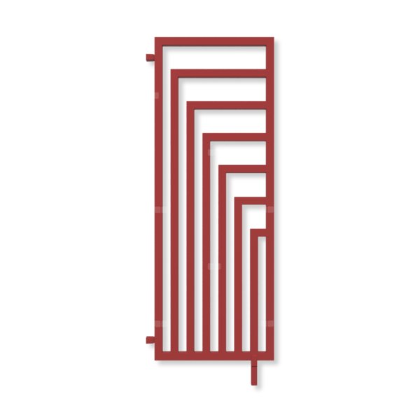 Grzejnik dekoracyjny TERMA ANGUS DW, moc  905W, 1620x600 mm, czerwony sygnałowy RAL3001 (farba), podłączenie: zx