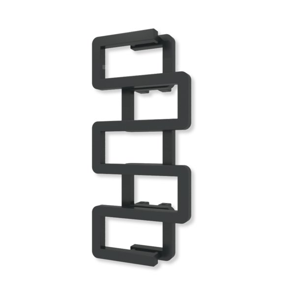 Grzejnik dekoracyjny TERMA BOOKIE, moc  258W, 650x300 mm, czarny jak kruk mat RAL9005 (farba), podłączenie: zx