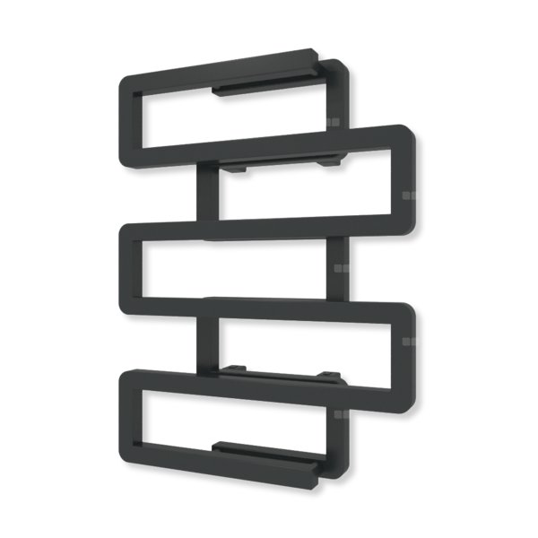 Grzejnik dekoracyjny TERMA BOOKIE, moc  375W, 650x500 mm, czarny jak kruk mat RAL9005 (farba), podłączenie: zx