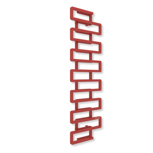 Grzejnik dekoracyjny TERMA BOOKIE, moc  873W, 1650x500 mm, czerwony ognisty RAL3000 (farba), podłączenie: zx