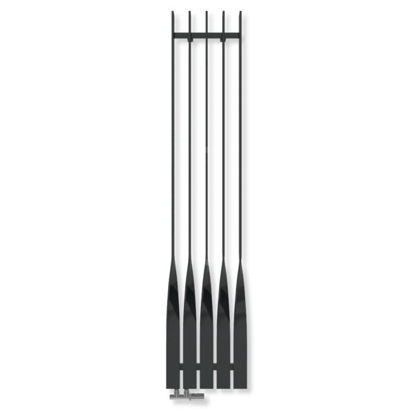 Grzejnik dekoracyjny TERMA CYKLON V, moc  832W, 1900x410 mm, czarny jak kruk mat RAL9005 (farba), podłączenie: yp