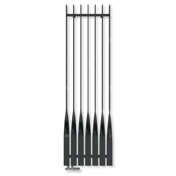 Grzejnik dekoracyjny TERMA CYKLON V, moc  1166W, 1900x580 mm, czarny jak kruk mat RAL9005 (farba), podłączenie: yp