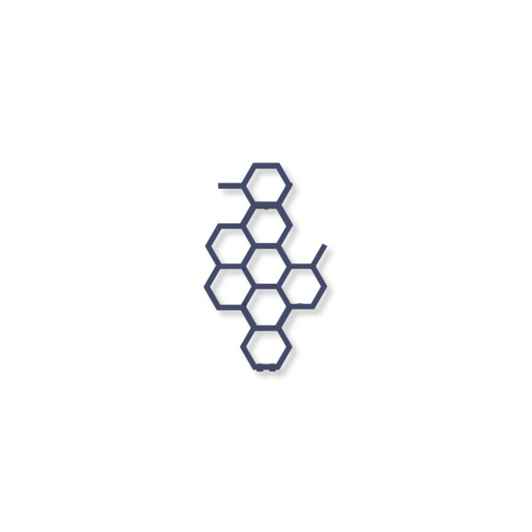 Grzejnik dekoracyjny TERMA HEX, moc  248W, 820x480 mm, niebieski ciemny RAL5022 (farba), podłączenie: zx