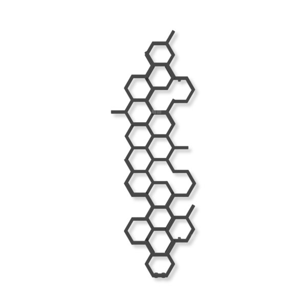 Grzejnik dekoracyjny TERMA HEX, moc  500W, 1700x570 mm, czarny sygnałowy mat RAL9004 (farba), podłączenie: zx