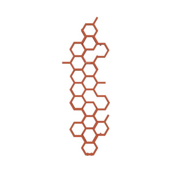 Grzejnik dekoracyjny TERMA HEX, moc  500W, 1700x570 mm, pomarańczowy ceglasty RAL2001 (farba), podłączenie: zx