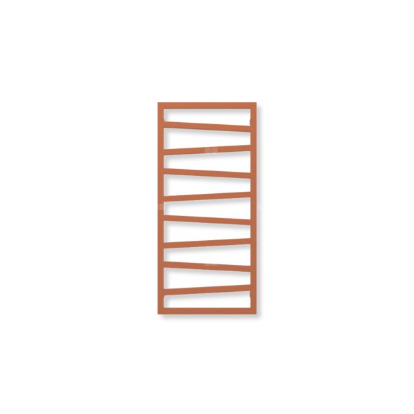 Grzejnik drabinkowy TERMA ZIGZAG, podłączenie SX, wym. 1070 x 500 mm, kolor brązowy pomarańczowy RAL8023 (farba), moc 406W