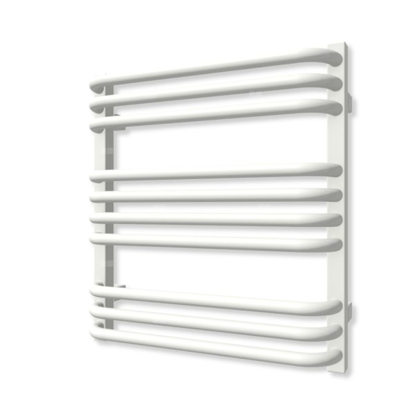 Grzejnik elektryczny TERMA ALEX 540 x 500 mm, kolor biały sygnałowy RAL9003, moc 300 W, podłączenie E8, kabel spiralny z wtyczką biały