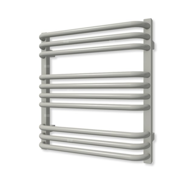 Grzejnik elektryczny TERMA ALEX 540 x 500 mm, kolor srebrny mat, moc 300 W, podłączenie E8, kabel spiralny z wtyczką