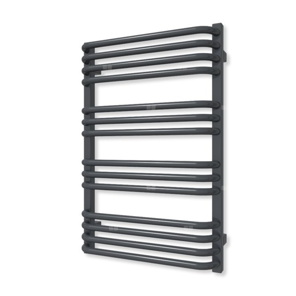 Grzejnik elektryczny TERMA ALEX 760 x 500 mm, kolor metaliczny szary, moc 400 W, podłączenie E8, kabel spiralny z wtyczką czarny