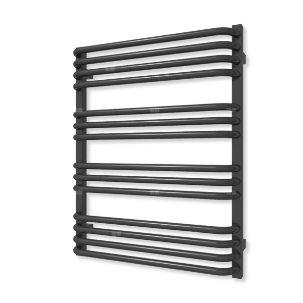 Grzejnik elektryczny TERMA ALEX 760 x 600 mm, kolor czarny sygnałowy RAL9004, moc 600 W, podłączenie E1, kabel spiralny z wtyczką czarny