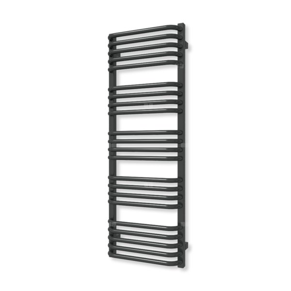 Grzejnik elektryczny TERMA ALEX 1140 x 400 mm, kolor czarny jak kruk soft, moc 400 W, podłączenie E1, kabel spiralny z wtyczką czarny