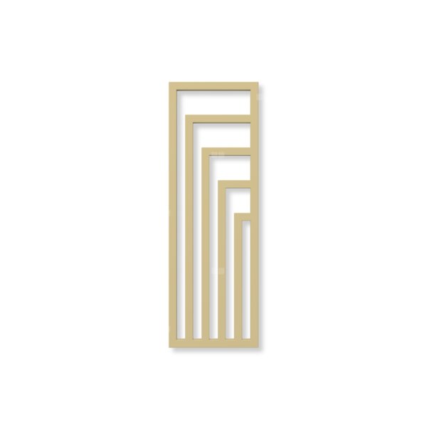 Grzejnik elektryczny TERMA ANGUS V 1300 x 440 mm, kolor mosiądz, moc 600 W, podłączenie E8, kabel prosty bez wtyczki z maskownicą żółty