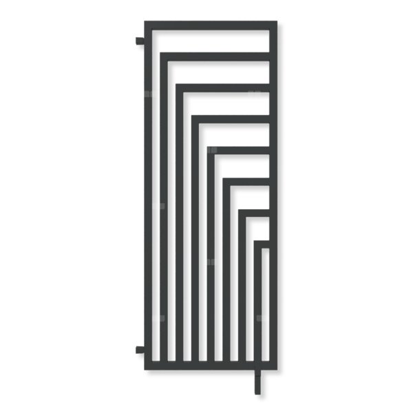 Grzejnik elektryczny TERMA ANGUS DW 1780 x 680 mm, kolor czarny jak kruk mat RAL9005, moc 1200 W, podłączenie E1, kabel prosty bez wtyczki z maskownicą czarny