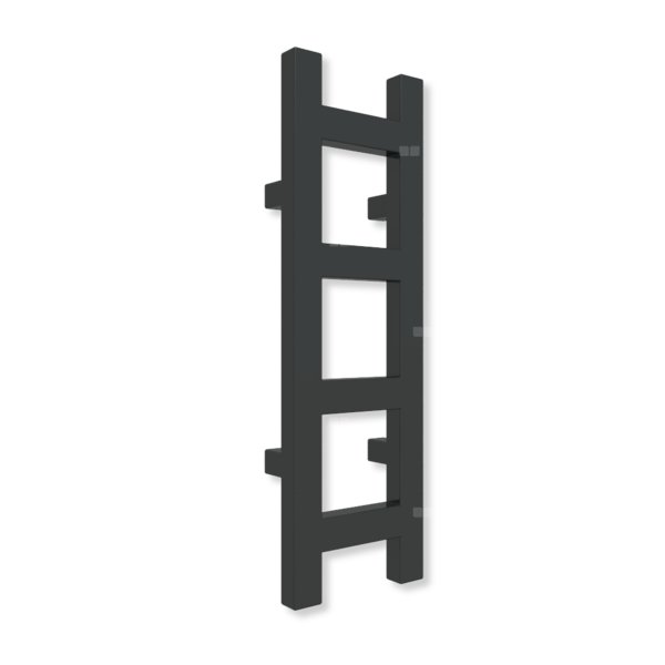 Grzejnik elektryczny TERMA EASY 640 x 200 mm, kolor czarny jak kruk mat RAL9005, moc 120 W, podłączenie E8, kabel prosty z wtyczką