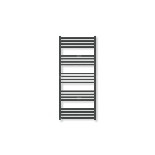 Grzejnik elektryczny TERMA FIONA 1140 x 500 mm, kolor czarny jak kruk soft, moc 600 W, podłączenie E1, kabel prosty bez wtyczki z maskownicą czarny