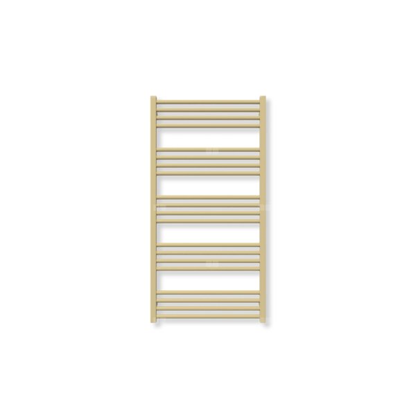 Grzejnik elektryczny TERMA FIONA 1140 x 580 mm, kolor mosiądz, moc 600 W, podłączenie E1, kabel spiralny z wtyczką żółty