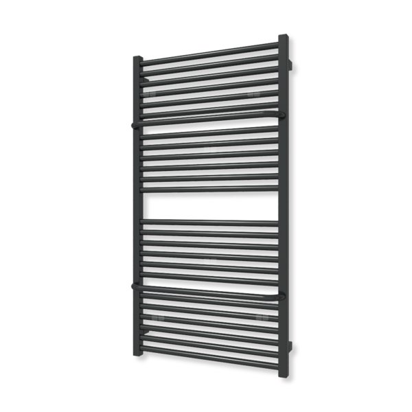 Grzejnik elektryczny TERMA LIMA 1140 x 600 mm, kolor czarny jak kruk mat RAL9005, moc 800 W, podłączenie E8, kabel prosty bez wtyczki z maskownicą czarny