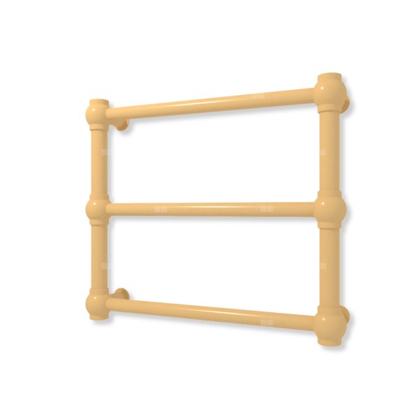 Grzejnik elektryczny TERMA RETRO 430 x 500 mm, kolor szczotkowany mosiądz, moc 120 W, podłączenie E1, kabel prosty bez wtyczki z maskownicą żółty