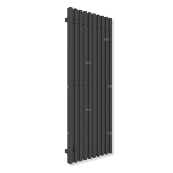 Grzejnik elektryczny TERMA TRIGA E 1300 x 480 mm, kolor czarny jak kruk soft, moc 800 W, podłączenie E1, kabel prosty bez wtyczki z maskownicą czarny