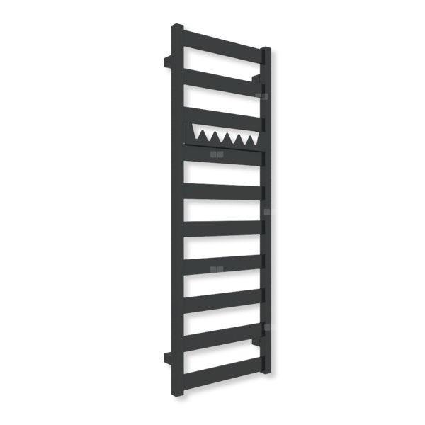 Grzejnik elektryczny TERMA VIVO 1150 x 400 mm, kolor czarny jak kruk mat RAL9005, moc 400 W, podłączenie E1, kabel prosty bez wtyczki z maskownicą