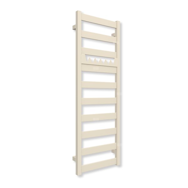 Grzejnik elektryczny TERMA VIVO 1150 x 400 mm, kolor biały ostrygowy RAL1013, moc 400 W, podłączenie E8, kabel prosty bez wtyczki z maskownicą szary