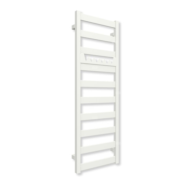 Grzejnik elektryczny TERMA VIVO 1150 x 400 mm, kolor biały soft, moc 400 W, podłączenie E1, kabel spiralny z wtyczką srebrzysty