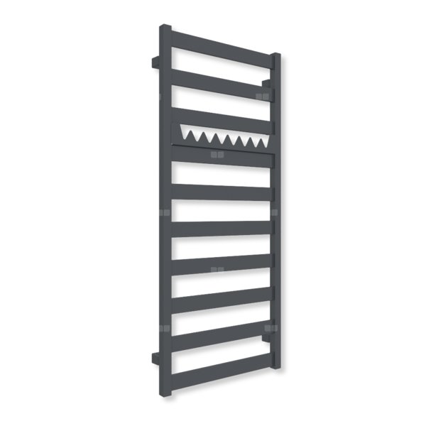 Grzejnik elektryczny TERMA VIVO 1150 x 500 mm, kolor metaliczna czerń, moc 400 W, podłączenie E1, kabel prosty bez wtyczki z maskownicą czarny