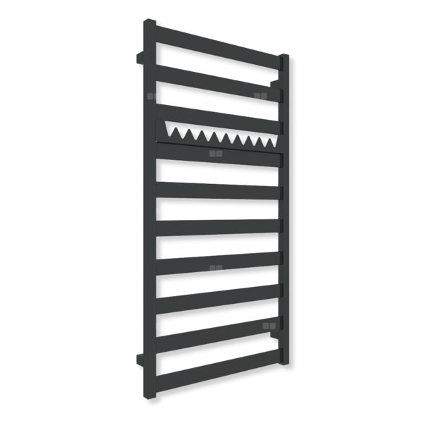 Grzejnik elektryczny TERMA VIVO 1150 x 600 mm, kolor czarny jak kruk mat RAL9005, moc 600 W, podłączenie E8, kabel spiralny z wtyczką czarny