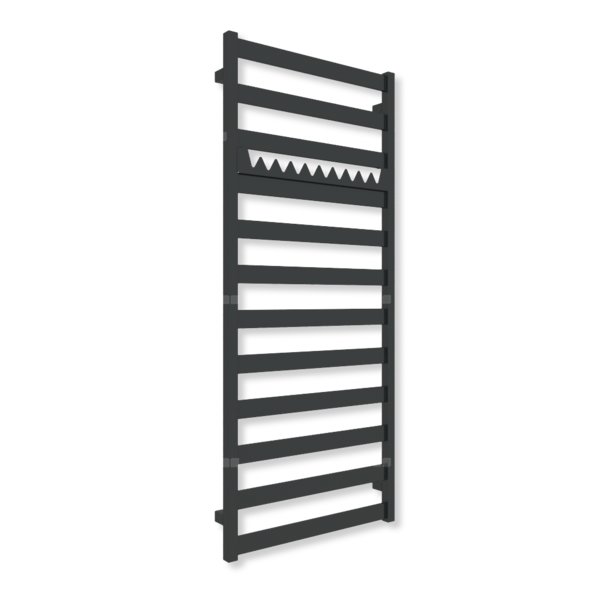 Grzejnik elektryczny TERMA VIVO 1390 x 600 mm, kolor czarny jak kruk mat RAL9005, moc 600 W, podłączenie E8, kabel spiralny z wtyczką