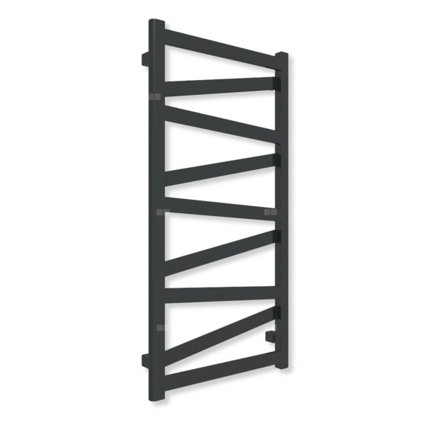 Grzejnik elektryczny TERMA VIPERA 990 x 500 mm, kolor czarny jak kruk mat RAL9005, moc 400 W, podłączenie E1, kabel spiralny z wtyczką żółty