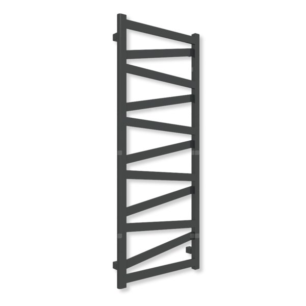 Grzejnik elektryczny TERMA VIPERA 1230 x 500 mm, kolor czarny jak kruk soft, moc 400 W, podłączenie E1, kabel prosty bez wtyczki z maskownicą czarny