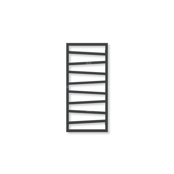 Grzejnik elektryczny TERMA ZIGZAG 1070 x 500 mm, kolor czarny jak kruk mat RAL9005, moc 400 W, podłączenie E8, kabel prosty bez wtyczki z maskownicą
