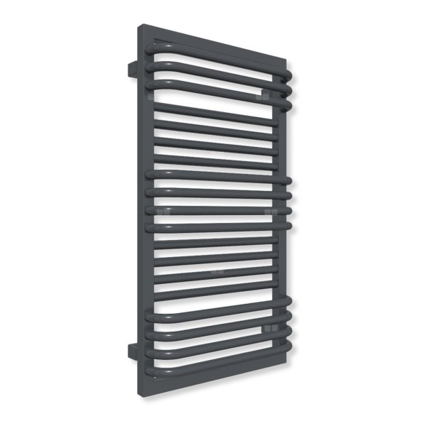 Grzejnik elektryczny TERMA POC 2 840 x 450 mm, kolor metaliczny szary, moc 400 W, podłączenie ES, kabel spiralny z wtyczką srebrzysty