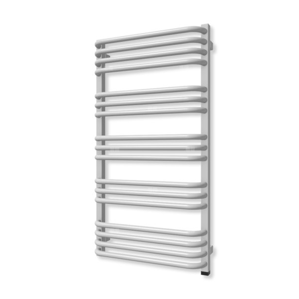 Grzejnik elektryczny TERMA ALEX ONE 760 x 500 mm, kolor srebrny metalik, moc 400 W, podłączenie E8, kabel spiralny z wtyczką czarny