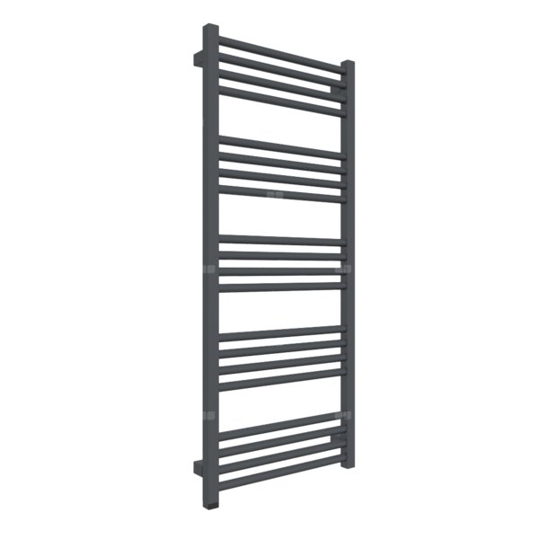 Grzejnik elektryczny TERMA FIONA ONE 1140 x 480 mm, kolor metaliczna czerń, moc 400 W, podłączenie E8, kabel prosty bez wtyczki czarny