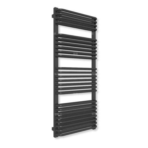 Grzejnik elektryczny TERMA TYTUS ONE 1260 x 540 mm, kolor czarny RAL9011, moc 1000 W, podłączenie E8, kabel prosty bez wtyczki szary