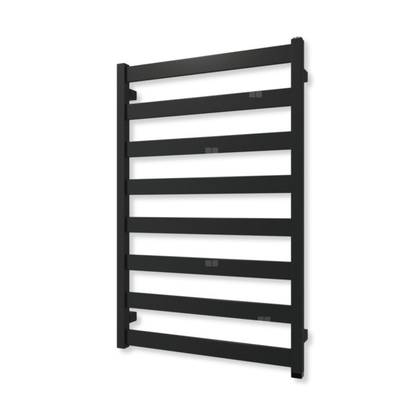 Grzejnik elektryczny TERMA VIVO ONE 910 x 600 mm, kolor czarny jak kruk soft, moc 400 W, podłączenie E8, kabel spiralny z wtyczką szary