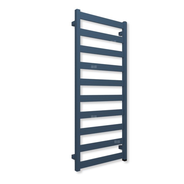 Grzejnik elektryczny TERMA VIVO ONE 1150 x 500mm, kolor błękitny popielaty RAL5023, moc 600 W, podłączenie E8, kabel spiralny z wtyczką biały